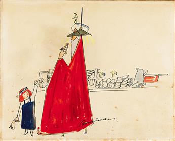 LUDWIG BEMELMANS (1898-1962) "The magician, as he took his pill," from Madeline's Christmas.                                                     